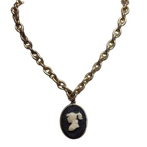 RARE KAREN WALKER SIGNED GIRL CAMEO NECKLACE VINTAGE DESIGNER STATEMENT JEWELRY